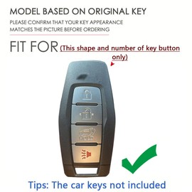 SANRILY Golden-edge 4 Button Key Fob Cover Fit for Mitsubishi Outlander 2023 2022 New Key Keyless with Bling Leather Keychain Blue