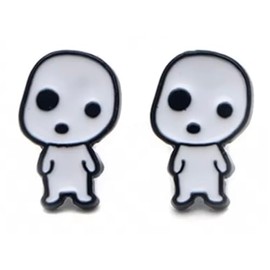 Kodama Japanese Tree Spirits Japan Folklore Myth Yamabiko Mountain Gods Cartoon Anime Kawaii Stud Earrings Ear Rings