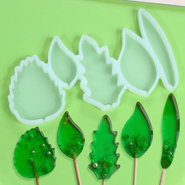 mostsom Silicone Lollipop Molds Leaf Flower Chocolate Hard Candy Silicone Lollipop Molds Lollypop Sucker Ice Molds, Great for Lollipop, Sucker, Hard Candy, No Sticks 2PCS (N_ Leaf)