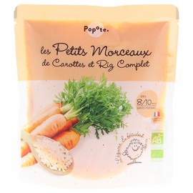 Popote Les Petits Morceaux Carottes et Riz Complet From 8/10 Months Organic 190 g