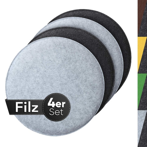 Sidorenko Comfortable Round Felt Seat Cushions, Diameter 34 cm, Set