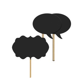 WedDecor 10pcs Selfie Photo Booth Props Blank Writable Black Cards with Wood Sticks for Wedding, Birthday, Events, Graduation