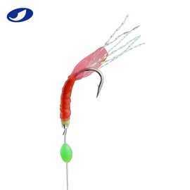 OCEAN CAT 6 Hooks/Set Fishing Rigs Red Rubber Rainbow Silk Fishing Lure with Carbon Steel String Hooks Glow Beads Fishing Baits Tackle for Saltwater Freshwater Fishing (8#, 100 Packs)