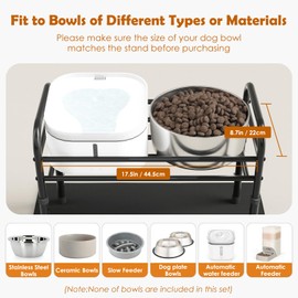 ADENGL Raised Dog Bowl Stand for XLarge & Large Dogs,Table Steel Frame Elevated Dog Bowls Stand with Mat,Non-Slip No Spill,Adjusts to 4 Heights 8.7-13.4", Holds 6-8.7" Diameter Bowl(Bowl Not Included)