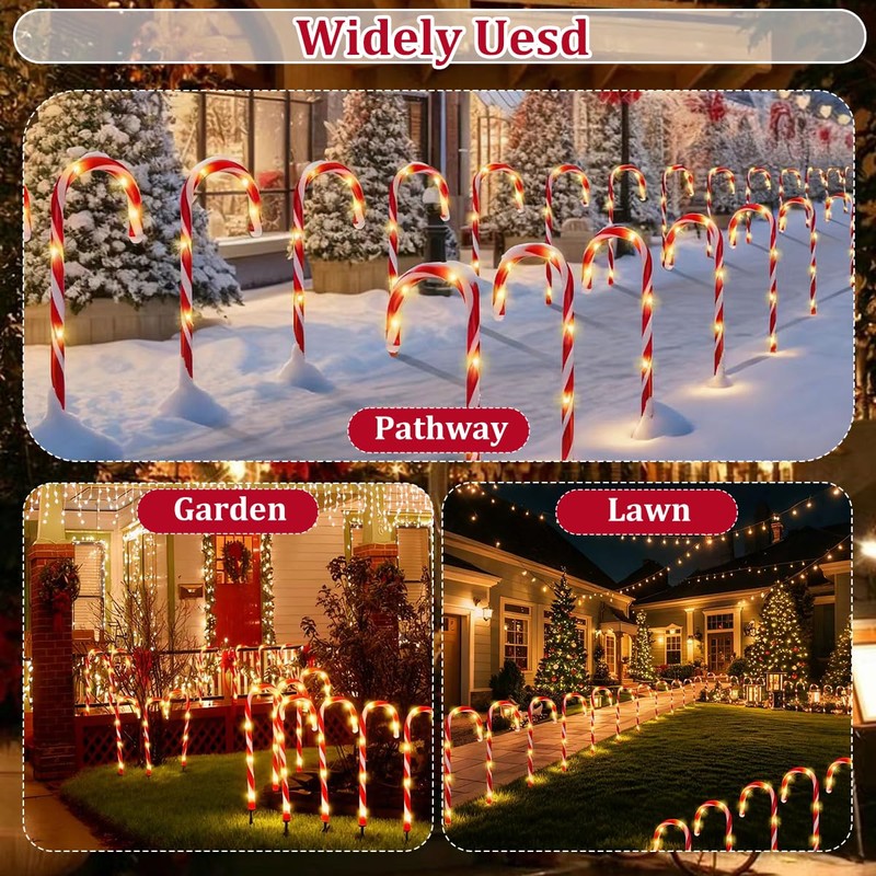 YEPVIE Solar Candy Cane Lights, 12PCS Waterproof Candy Cane Christmas