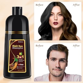 Champú para teñir el cabello castaño y cubrir las canas, champú para teñir el cabello al instante para mujeres y hombres. 3 en 1 con ingredientes natu