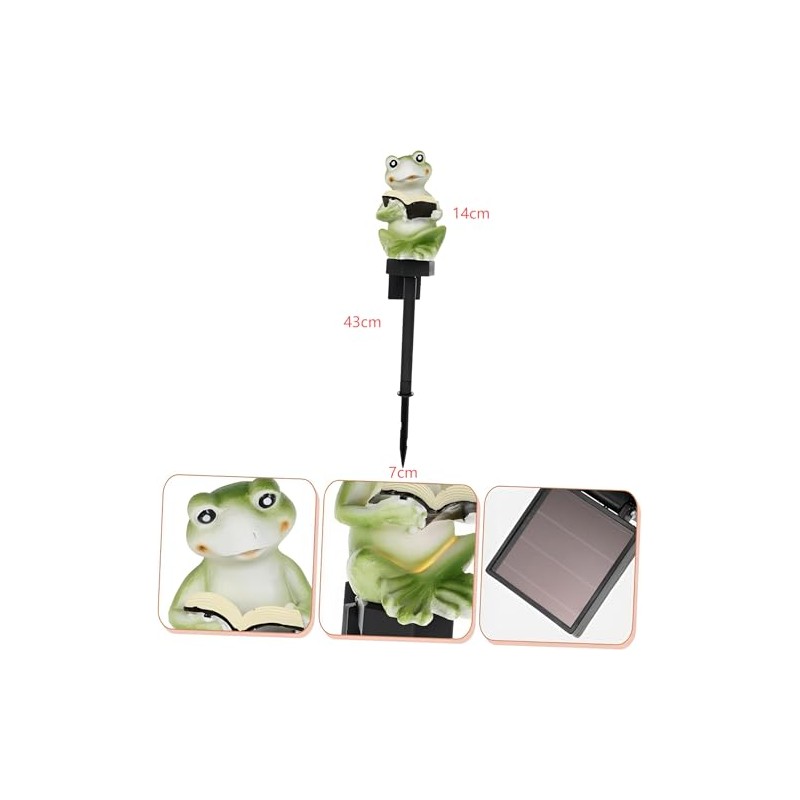 YZYOE Solar Powered Frog Reading Light, Garden Decoration Resin Cute