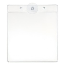 LanyardsTomorrow Ausweishülle aus Kunststoff mit Saugnapf-Clip, Mehrzweck-Ausweishülle zum Aufkleben für eine Windschutzscheibe, Parkschein-Display, hält 10,5 cm x 10,8 cm Abzeichen (transparent), 1