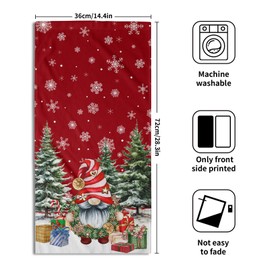 Red Christmas Cute Gnomes Hand Bath Towel Set of 2 Winter Snowflake Towel 14"x28" Winter Gnomes Hand Towels for Bathroom Soft Highly Absorbent Xmas Fingertip Towel for Home Farmhouse Hotel SPA Gym