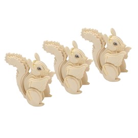 Kisangel 3pcs Wooden Squirrel Puzzle Jigsaw Model for Educational Craft Puzzle for Boys and Safe Handmade Wooden for Fun Learning and Development