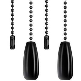 2 Pcs Black Ceiling Fan Pull Chain Extender Wooden Decorative Pendant Extension Chains Lighting Beaded Ball Chains Pulls Fan String Pulls Extension