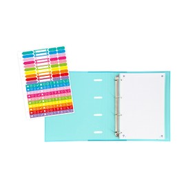 Oxford, 4 Ring Binder A4 Hard Cover Rubberised Closure 5 x 5 Grid and 5 Colour Strips Sticker Sheet Blue Touch