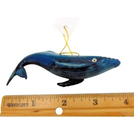 Adorno de ballena azul, decoración realista para árbol de Navidad, decoración de vida marina de polirresina, 4 pulgadas