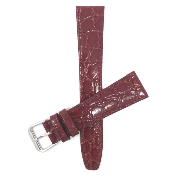 Bandini Womens Italian Leather Watch Strap - Burgundy - Glossy