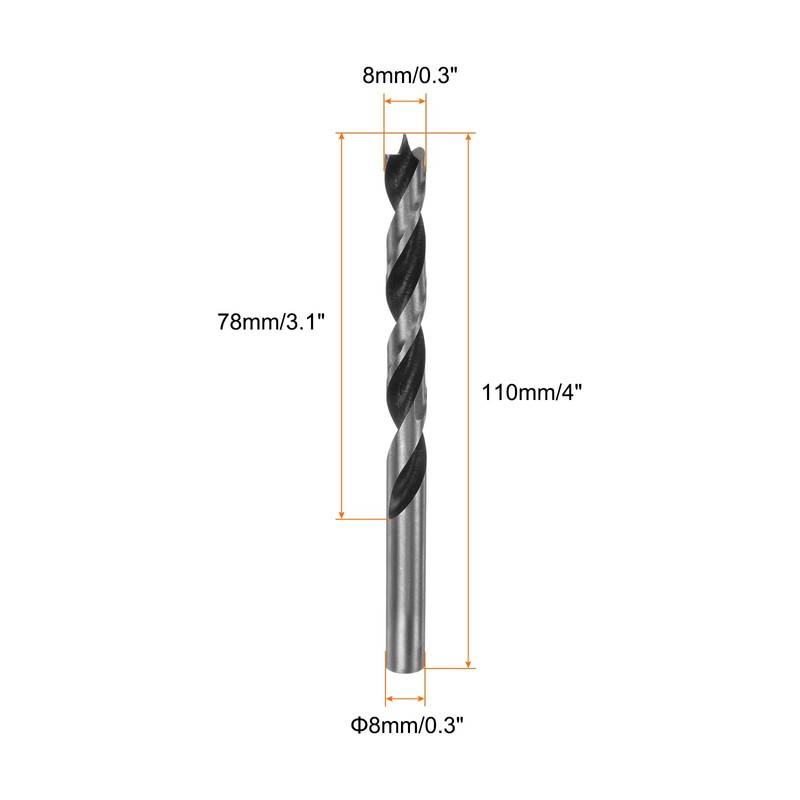 sourcing map 2pcs Brad Point Drill Bits 8mm(20/64") Dia Straight