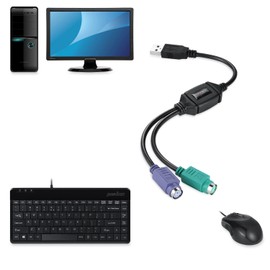 Perixx PERIPRO-705 401 PS2 to USB Converter Adapter KVM Switch, USB IC Built-In Black