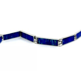 Raphaelos Tennis Bracelet Royal Blue Fire Opal 950 Sterling Silver Jewelry