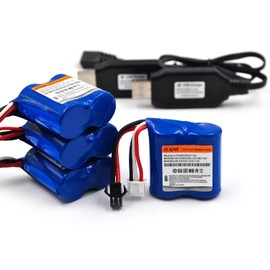 elxjarpower (4-Pack) 7.4V 600mAh Li-ion Battery with SM-2P Plug and Tamiya Adapter ((4-Pack) 7.4V 700mAh SM2P Connector)