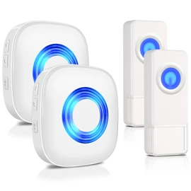 Wireless Doorbell with 2 Receivers 2 Buttons - PHYSEN Waterproof Doorbell Chime Kits, Operating at 1300-ft Range, 58 Melodies & 5 Volume Levels & LED Indicator, Kids Door Bell for Home Classroom