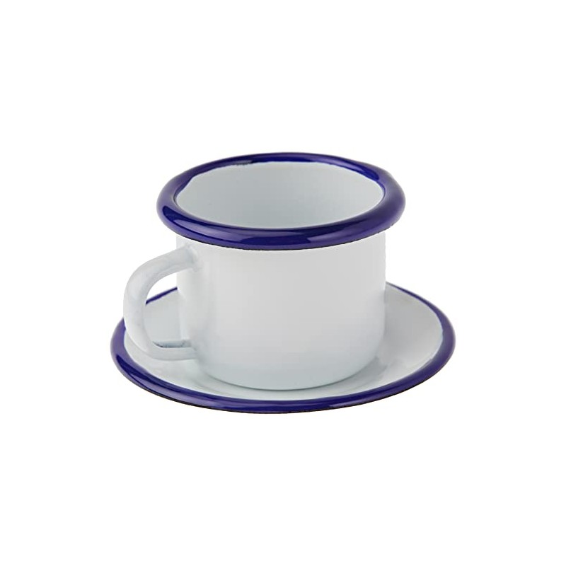 'Ibili 903000 Cup and Saucer "Blanca, Steel, White/Blue, 8.5 x