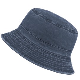 Van Der Rich ® - Washed Bucket Made of Pure Cotton Fishing Hat with UV Protection - Women/Men, navy, Unit size
