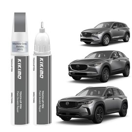 KIKIMO - Pintura para retocar Mazda (gris a máquina metálica (46 G)), kit de reparación de pintura de coche para Mazda, reparación de arañazos 2 en 1 con punta de bolígrafo y cepillo para polvo, color