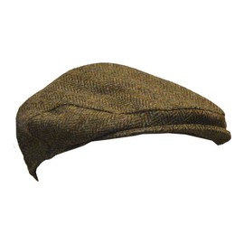 Walker & Hawkes - Unisex Harris Tweed Flat Cap - Herringbone Pattern - Dark Grey, darkgray