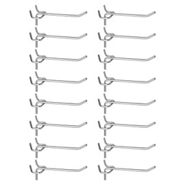 HARFINGTON 50pcs Pegboard Shelving Hooks 4" Stainless Steel Peg Board Display Hook Hanging Holders Wall Mount Organize Tools for Workbench Garage Kitchen Store, Silver