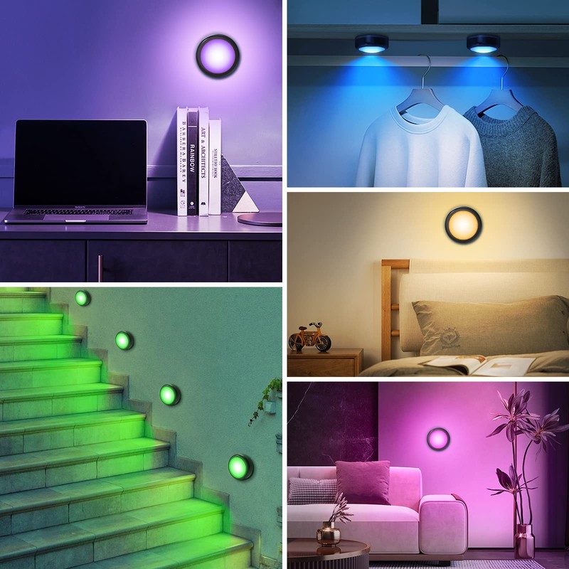 Cadrim Puck Lights, 4 Pack 13 Colors Changeable LED Puck