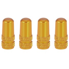 YFFSFDC Bicycle Presta Valve Caps Set of 4 Aluminum Alloy Tire Valve Caps Aluminum Valve Caps for French Valves Road Bike Dress Up Presta Valve (Gold)
