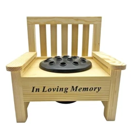 Memorial Wooden Bench with Flower Pot Grave Flower Vase Graveside Memorial with flower holder (In Loving Memory 4904)