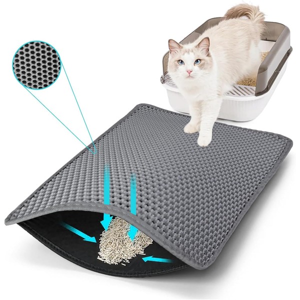 Y-jiayol Cat Litter Mat Trapper – 60x45cm Double-Layer Honeycomb Design,