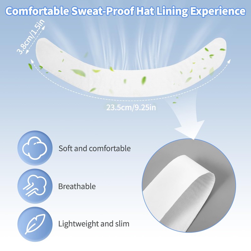 60 PCS Hat Sweat Liner,Prevents Stains Absorbent Shields Protector Bands,Absorbing