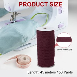 PATIKIL Elastic Bands 10mm x 45 Meters, Polyester Flat Elastic Cord Stretch Strap for Sewing Crafting DIY, Dark Brown