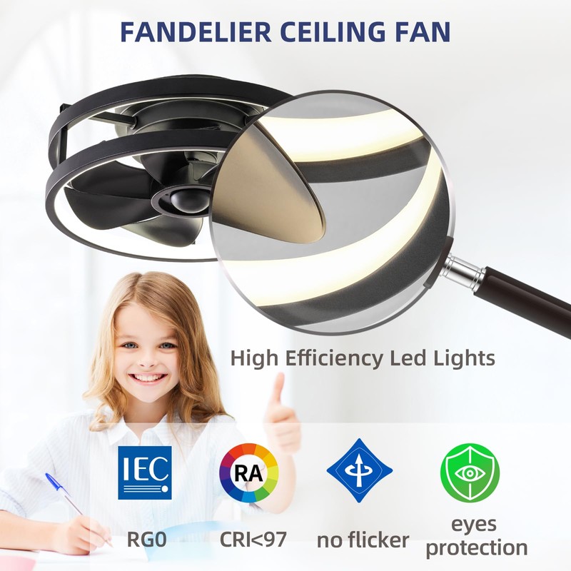 Zoruny 13" Low Profile Ceiling Fans with Lights and Remote,Dimmable
