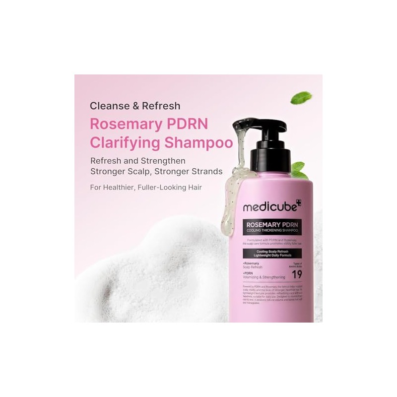 Medicube Rosemary Pdrn Cooling Thickening Shampoo Romero Fórmula Ligera Diaria