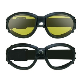 Bikershades Motorcycle Safety Goggles Foam Padded Men Women Clear & Yellow Large Coverage with Large Microfiber Case