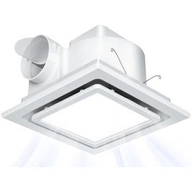 Nalle Ventilation Fans Bathroom Exhaust Fan with Light 9.6 inch Panel 6000K 12W Square LED 112 CFM 1.0 Sones 4 Inch Duct 110V Quiet Ceiling Mount Exhaust Fan for Shower,Bathroom,Office,Home (FFL-200)