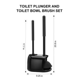 SetSail Toilet Brush and Plunger Set, 3 Pack Toilet Plungers for Bathroom with Holder Heavy Duty Toilet Bowl Brush and Holder Hidden for Deeply Cleaning - Black