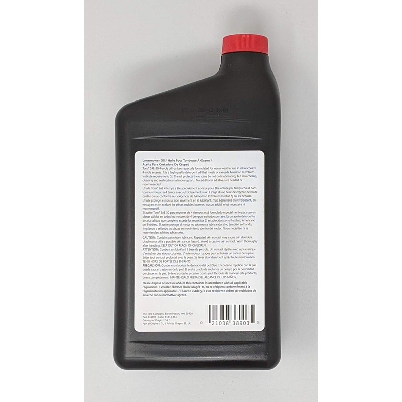 Toro 38903 SAE 30 4-Cycle Engine Oil - 32oz bottle