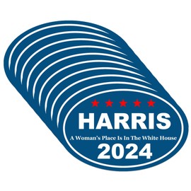 FEUENS 10 Pack Harris for President 2024 Stickers Vote Democratic Stickers Reflective Vinyl Sticker Laptop Decal Car Bumper Window Waterproof Sticker, Blue, HR-02