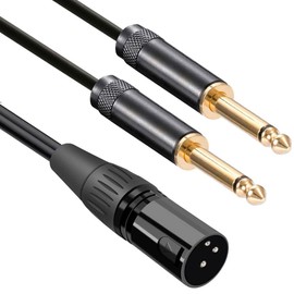 gotor XLR Male to Dual 1/4 inch TS Mono Plug y Splitter Cable Dual 6.35mm to XLR Microphone Audio Converter Adapter-3.3Feet