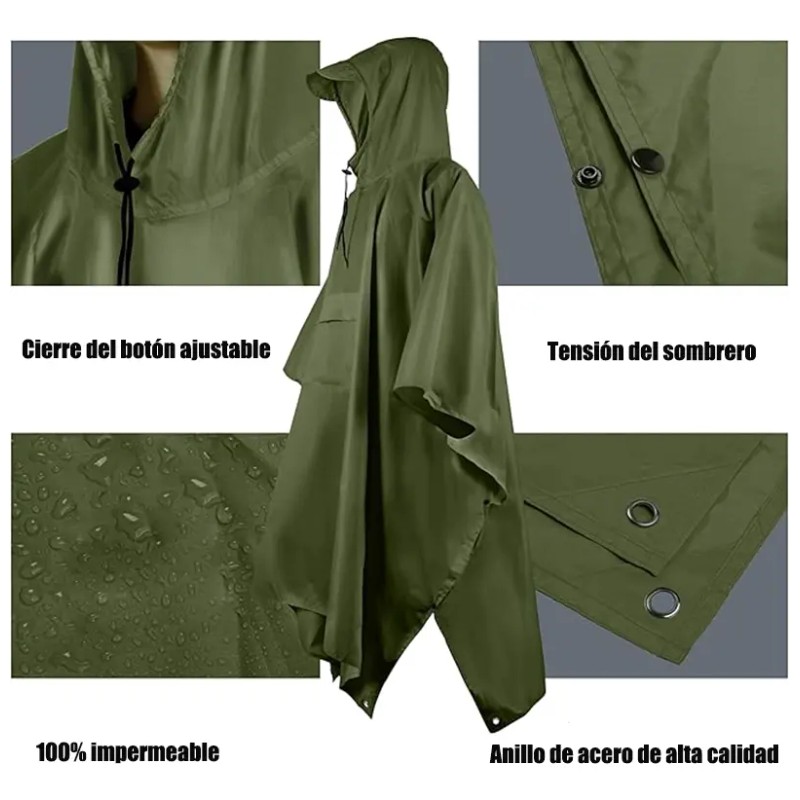 Chubasquero Impermeable Portátil Con Manga Con Capucha