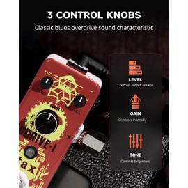 Stax Blues Guitar Pedals Overdrive Guitar Effect Pedal Classic Overdrive Accessories Pedals for Electric Guitar Mini Size True Bypass