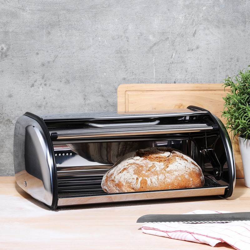 Stainless steel bread box with window