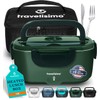 TRAVELISIMO Electric Lunch Box for Adults, 80W Heated Lunch Box 1.5L Stainless Steel Electric Food Warmers, 12/24/110V Portable Food Warmer for Travel & Work, Loncheras para Hombres de Trabajo