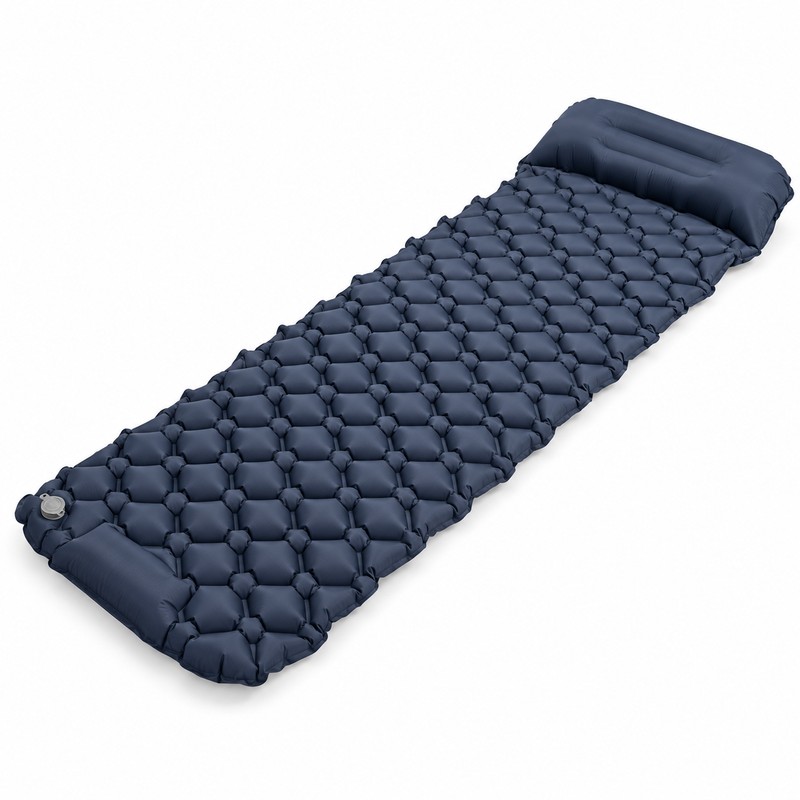 Inflatable Camping Sleeping Pad with Pillow – Self-Inflating Air Cushion