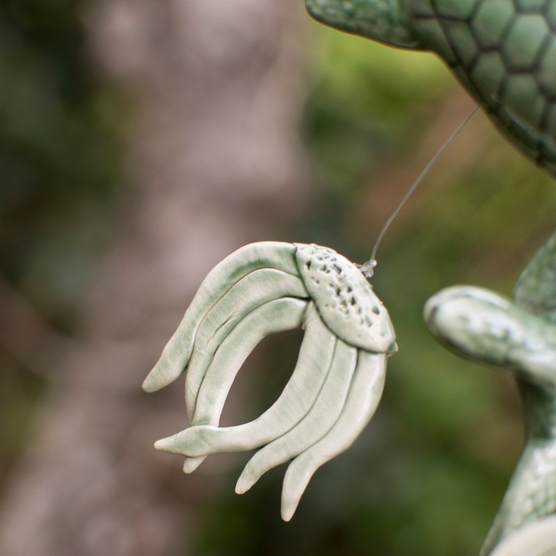 Clay Motif Hand Crafted Ornamental Garden Turtle Wind Chime