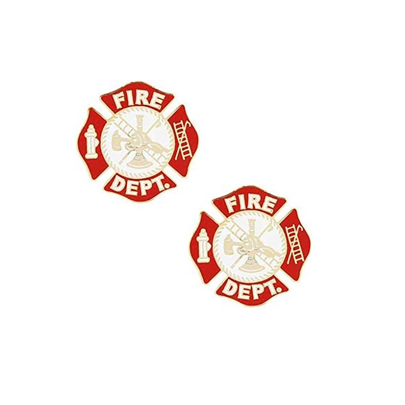 Fire Dept Maltese Cross Firefighter Collar Lapel Scramble Lapel Pin