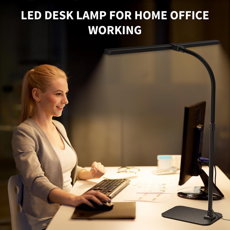 Kaulsoue Desk Lamp Architect Task Dual Head Modern Flexible Gooseneck